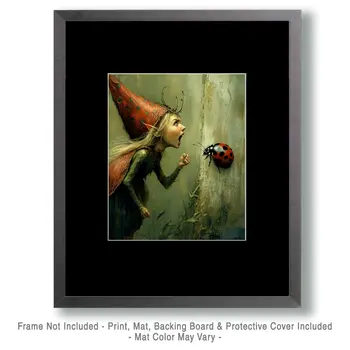 Fairy Scolding Bad Ladybug - Fairies Wall Art Prints – 8″x10″ Artwork for 11″x14″ Frame