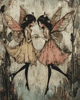 Grunge Fairy Friends - Fairies Wall Art Prints – 8″x10″ Artwork for 11″x14″ Frame