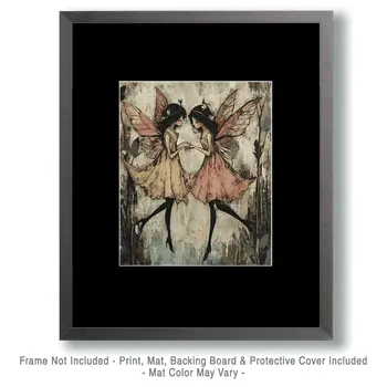 Grunge Fairy Friends - Fairies Wall Art Prints – 8″x10″ Artwork for 11″x14″ Frame