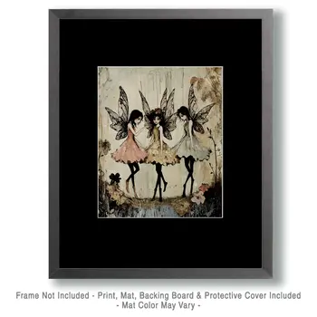 Fairy Gossip - Fairies Wall Art Prints – 8″x10″ Artwork for 11″x14″ Frame