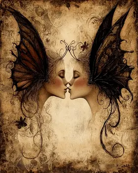 Fairy Butterfly Kiss - Fairies Wall Art Prints – 8″x10″ Artwork for 11″x14″ Frame