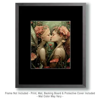Fairy Love - Fairies Wall Art Prints – 8″x10″ Artwork for 11″x14″ Frame