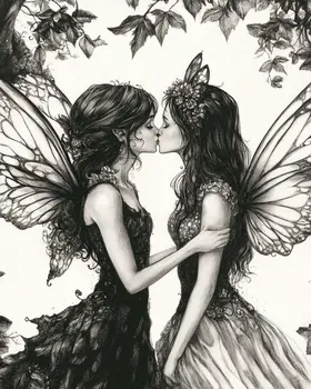 Fairy Friendship - Fairies Wall Art Prints – 8″x10″ Artwork for 11″x14″ Frame