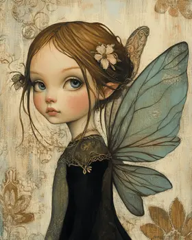 Pensive Fairy - Fairies Wall Art Prints – 8″x10″ Artwork for 11″x14″ Frame