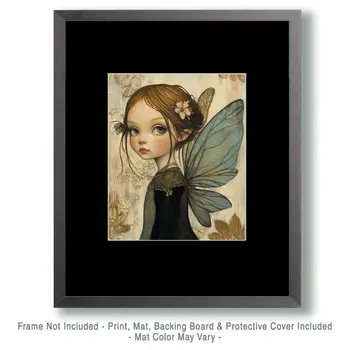 Pensive Fairy - Fairies Wall Art Prints – 8″x10″ Artwork for 11″x14″ Frame
