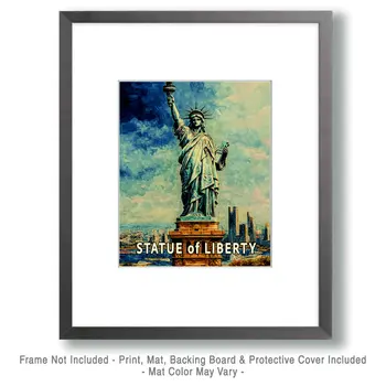 Statue of Liberty - NYC Manhattan Wall Art Prints – 8″x10″ Artwork for 11″x14″ Frame