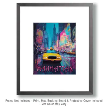 Psychedelic New York - NYC Manhattan Wall Art Prints – 8″x10″ Artwork for 11″x14″ Frame