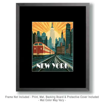 Art Deco New York - NYC Manhattan Wall Art Prints – 8″x10″ Artwork for 11″x14″ Frame