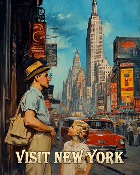 Visit New York - NYC Manhattan Wall Art Prints – 8″x10″ Artwork for 11″x14″ Frame