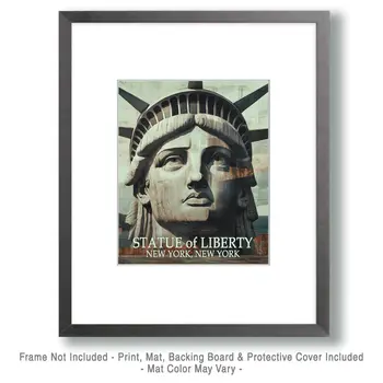 Statue of Liberty Face - NYC Manhattan Wall Art Prints – 8″x10″ Artwork for 11″x14″ Frame