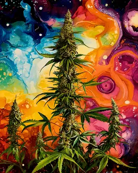 Psychedelic Marijuana Wall Art Prints – 8″x10″ Artwork for 11″x14″ Frame
