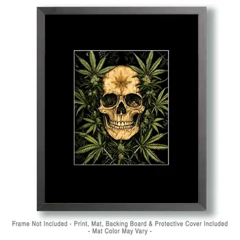 Pot Head Marijuana Wall Art Prints – 8″x10″ Artwork for 11″x14″ Frame
