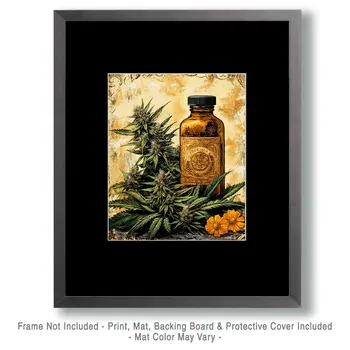 Medical Marijuana Wall Art Prints – 8″x10″ Artwork for 11″x14″ Frame
