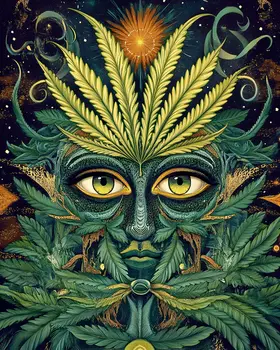 Pot Leaf Mask Marijuana Wall Art Prints – 8″x10″ Artwork for 11″x14″ Frame