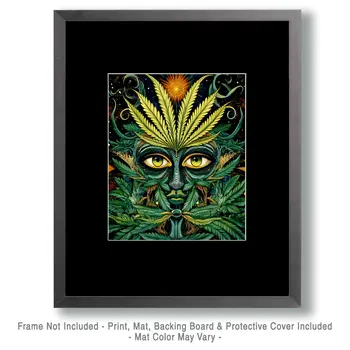 Pot Leaf Mask Marijuana Wall Art Prints – 8″x10″ Artwork for 11″x14″ Frame