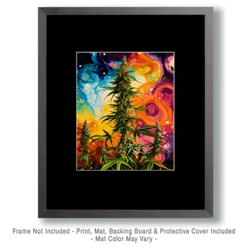 Psychedelic Marijuana Wall Art Prints – 8″x10″ Artwork for 11″x14″ Frame