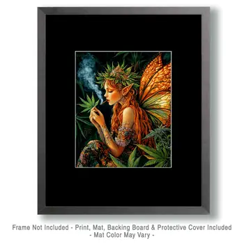 Pot Nymph Marijuana Wall Art Prints – 8″x10″ Artwork for 11″x14″ Frame