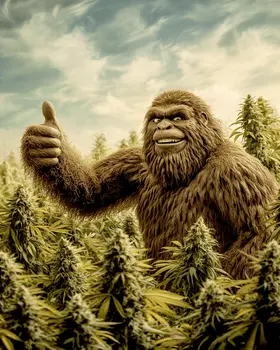 Bigfoot Thumbs Up Marijuana Wall Art Prints – 8″x10″ Artwork for 11″x14″ Frame