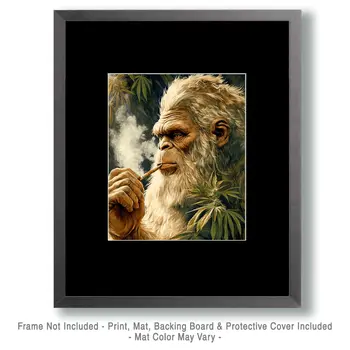 Bigfoot Stoned Marijuana Wall Art Prints – 8″x10″ Artwork for 11″x14″ Frame