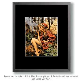 Marijuana Fairy Wall Art Prints – 8″x10″ Artwork for 11″x14″ Frame