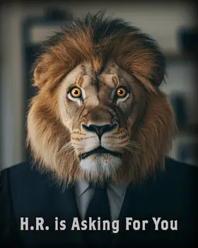 HR is Asking - Lion Animal Memes – 8″x10″ Artwork in 11″x14″ Mat