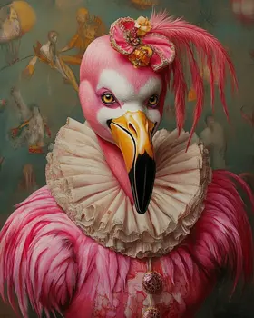 Evil Pink Flamingo Clown - Animal Circus Clowns Wall Art Prints – 8″x10″ Artwork for 11″x14″ Frame