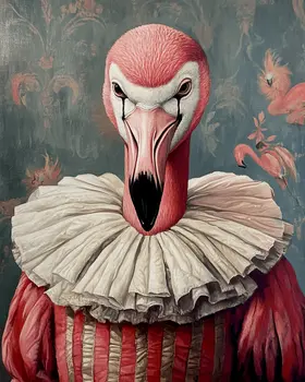 Mister Flamingo - Animal Circus Clowns Wall Art Prints – 8″x10″ Artwork for 11″x14″ Frame