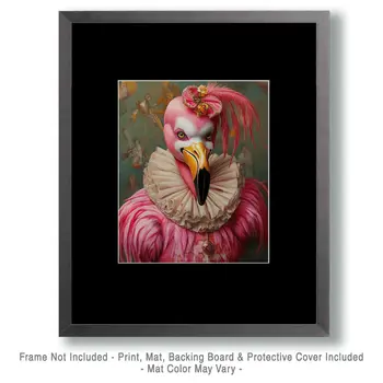 Evil Pink Flamingo Clown - Animal Circus Clowns Wall Art Prints – 8″x10″ Artwork for 11″x14″ Frame