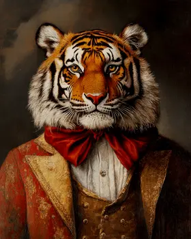 Tiger Circus Owner - Animal Circus Clowns Wall Art Prints – 8″x10″ Artwork for 11″x14″ Frame