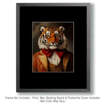 Tiger Circus Owner - Animal Circus Clowns Wall Art Prints – 8″x10″ Artwork for 11″x14″ Frame