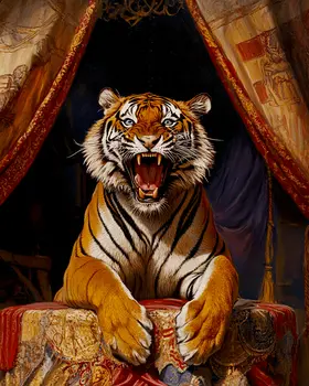 Circus Tiger - Animal Circus Clowns Wall Art Prints – 8″x10″ Artwork for 11″x14″ Frame