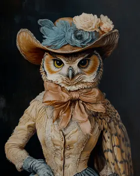 Owl Madam - Anthropomorphic Wall Art Prints – 8″x10″ Artwork for 11″x14″ Frame