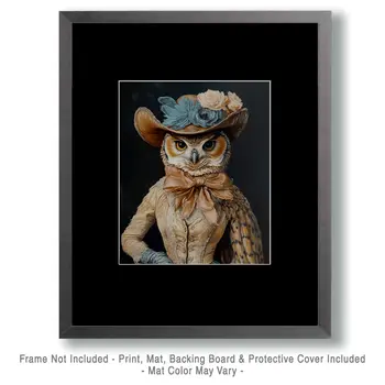 Owl Madam - Anthropomorphic Wall Art Prints – 8″x10″ Artwork for 11″x14″ Frame