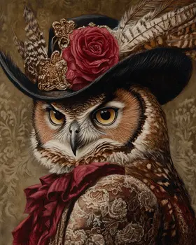 Miss Owl - Anthropomorphic Wall Art Prints – 8″x10″ Artwork for 11″x14″ Frame