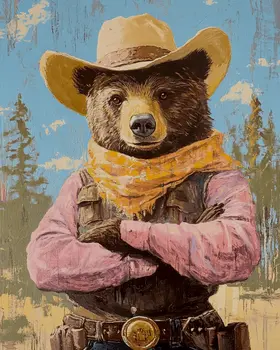 Bear Ranch Hand - Anthropomorphic Wall Art Prints – 8″x10″ Artwork for 11″x14″ Frame