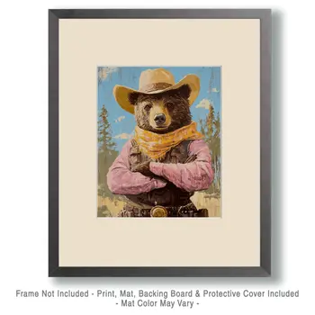 Bear Ranch Hand - Anthropomorphic Wall Art Prints – 8″x10″ Artwork for 11″x14″ Frame