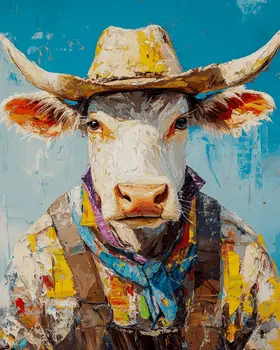 Cow Farmer - Anthropomorphic Wall Art Prints – 8″x10″ Artwork for 11″x14″ Frame