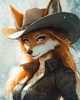 Foxy Cowgirl - Anthropomorphic Wall Art Prints – 8″x10″ Artwork for 11″x14″ Frame