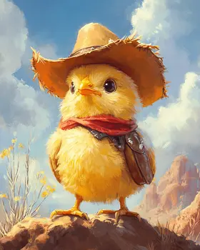 Cowgirl Chick - Anthropomorphic Wall Art Prints – 8″x10″ Artwork for 11″x14″ Frame