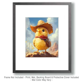 Cowgirl Chick - Anthropomorphic Wall Art Prints – 8″x10″ Artwork for 11″x14″ Frame