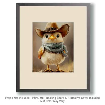 Cowboy Chick - Anthropomorphic Wall Art Prints – 8″x10″ Artwork for 11″x14″ Frame