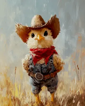 Cowboy Chick Ranch Hand - Anthropomorphic Wall Art Prints – 8″x10″ Artwork for 11″x14″ Frame