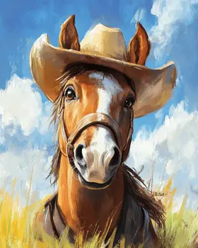 Horse Cowboy - Anthropomorphic Wall Art Prints – 8″x10″ Artwork for 11″x14″ Frame