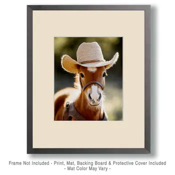 Cowgirl Horse - Anthropomorphic Wall Art Prints – 8″x10″ Artwork for 11″x14″ Frame
