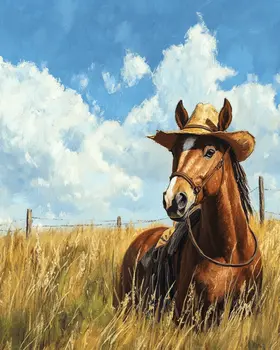 Horse with Hat - Anthropomorphic Wall Art Prints – 8″x10″ Artwork for 11″x14″ Frame