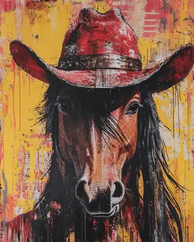 Cowboy Horse Outlaw - Anthropomorphic Wall Art Prints – 8″x10″ Artwork for 11″x14″ Frame