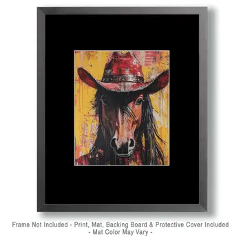 Cowboy Horse Outlaw - Anthropomorphic Wall Art Prints – 8″x10″ Artwork for 11″x14″ Frame