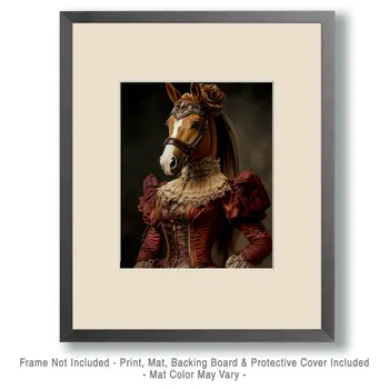 Fine Fillie Cowgirl Horse - Anthropomorphic Wall Art Prints – 8″x10″ Artwork for 11″x14″ Frame