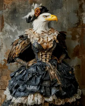 Proud Bald Eagle Lady - Anthropomorphic Wall Art Prints – 8″x10″ Artwork for 11″x14″ Frame