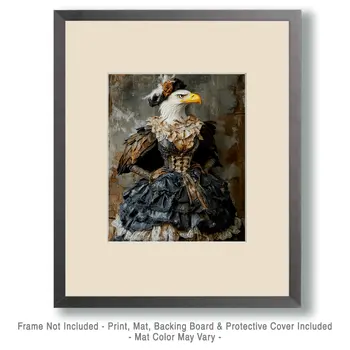 Proud Bald Eagle Lady - Anthropomorphic Wall Art Prints – 8″x10″ Artwork for 11″x14″ Frame